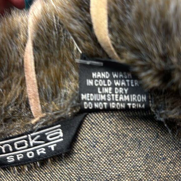 Moka denim jacket NWT, size medium, faux fur and sueded fringe trim - Picture 13 of 16